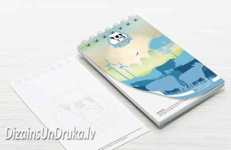 Blociņu drukas piemērs ar spirāli un pamanāmu lauksaimniecības dizainu