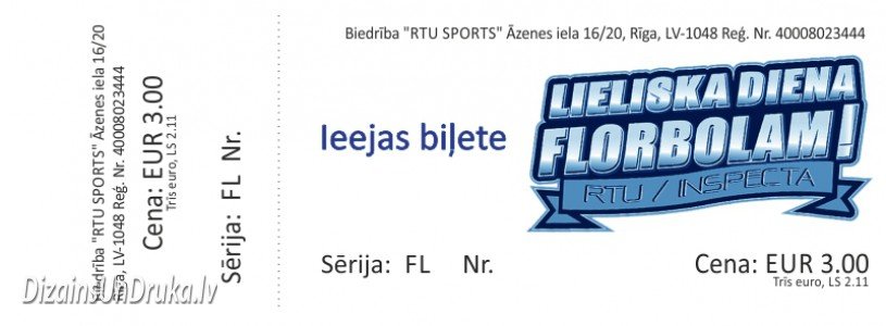 RTU-Florbols-Bilete-2 Акция на изготовление билетов: входной билет на флорбол с перфорацией
