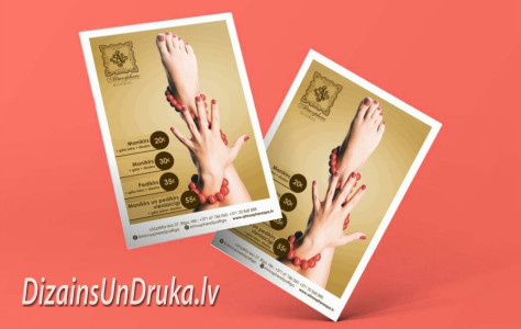 flajeri-9 Skrejlapu drukāšana skaistumkopšanas salonam ar zelta dizainu un manikīra cenrādi