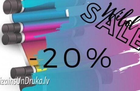 Lielformāta drukas kārtridži un uzraksts Wild SALE -20% uz krāsaina fona