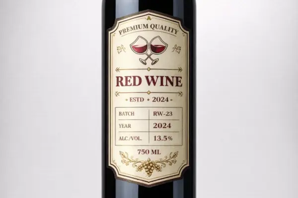 Изготовление и печать этикеток для бутылок: этикетка красного вина с золотой фольгой