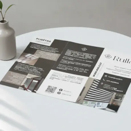 Rullo plisēto žalūziju buklets – kvalitatīva bukletu izgatavošana un druka