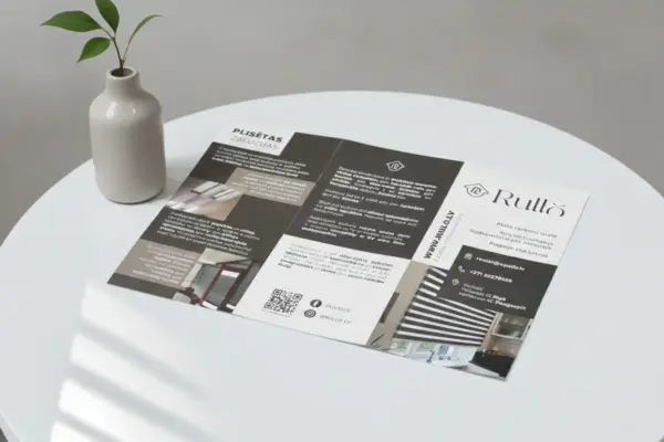 Rullo plisēto žalūziju buklets – kvalitatīva bukletu izgatavošana un druka
