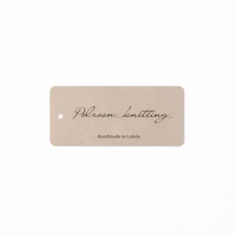 Brown custom hang tag printing sample with Polzoon knitting print