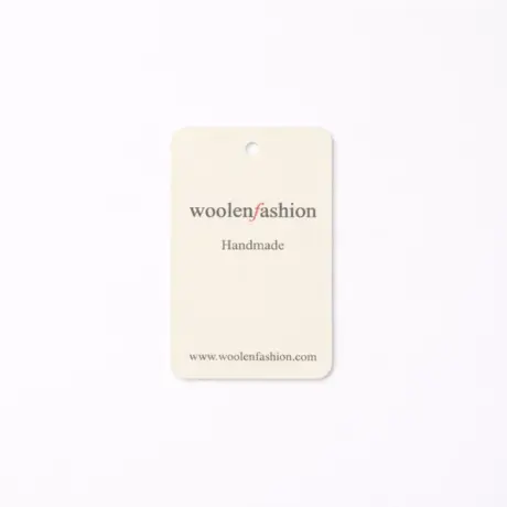 Light cardboard custom hang tag with woolenfashion print