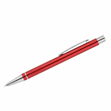 Red engraved metal pen with silver-colored details, VP TIKO