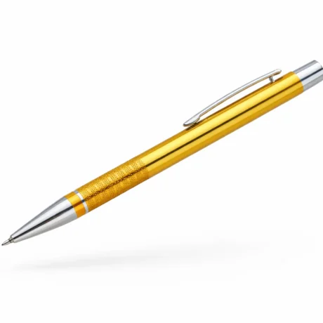Gold engraved metal pen with VP TIKO engraving and silver-colored details
