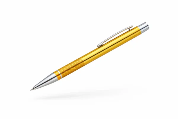 Gold engraved metal pen with VP TIKO engraving and silver-colored details