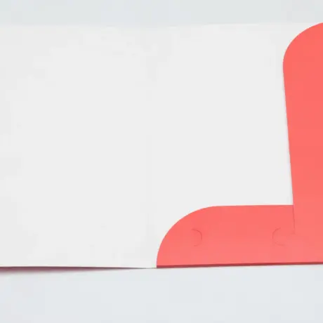 Open custom document folder with a red pocket on the right side