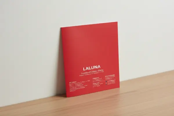 Red custom document folder with LALUNA and Toyota dealer branding