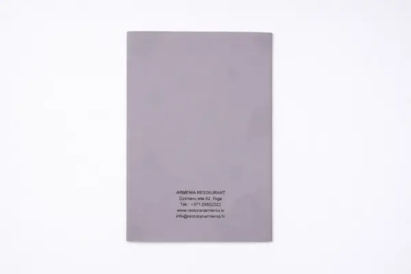 Armenia Restaurant ēdienkartes aizmugures dizains un druka