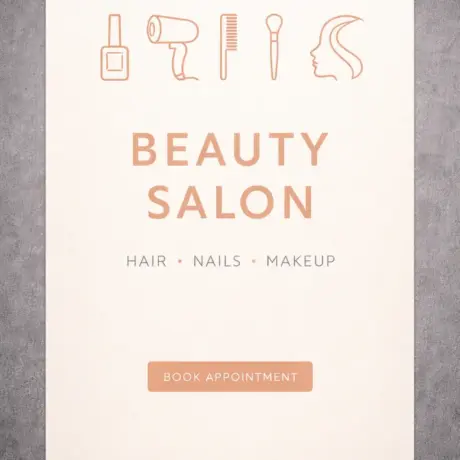 Skaistumkopšanas salona afišas dizains un druka ar pakalpojumu ikonām