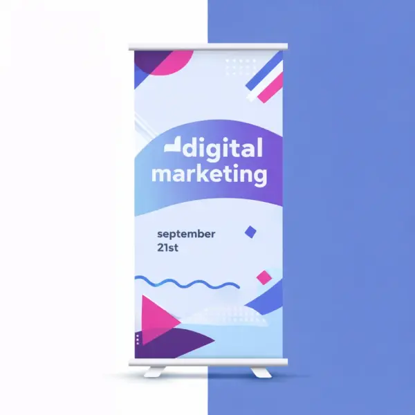 Roll-up стенд с дизайном digital marketing и качественной печатью