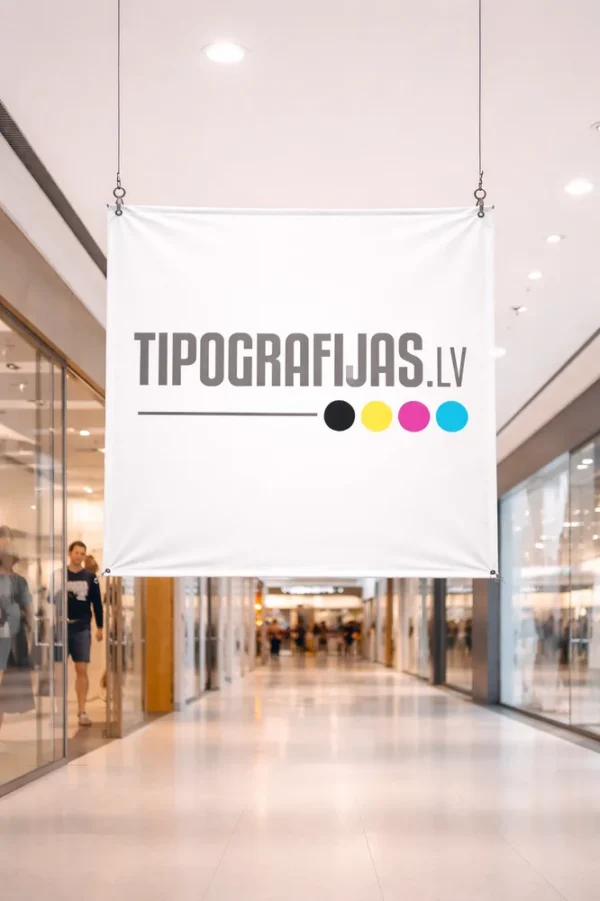 Iekārts Tipografijas.lv baneris tirdzniecības centrā – baneru izgatavošana un druka