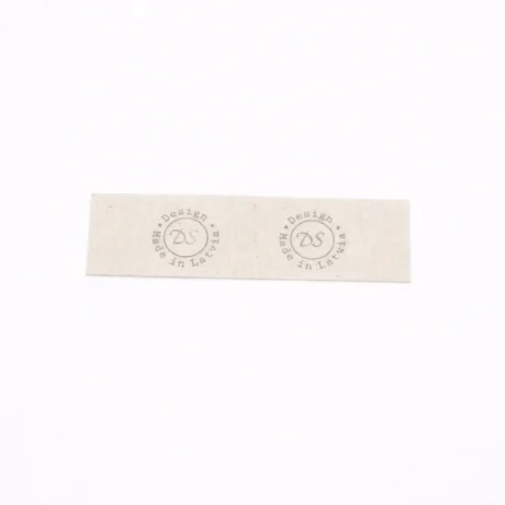 Custom cotton label printing with round Design Made in Latvia logo