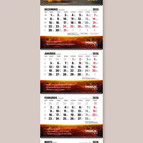 2026 custom wall calendar with a fiery horse image and advertising